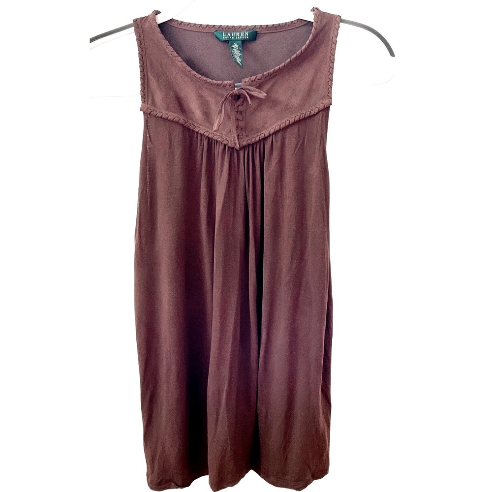 VTG Y2K LRL Ralph Lauren women's top viscose western suede relaxed‎ fit M brown